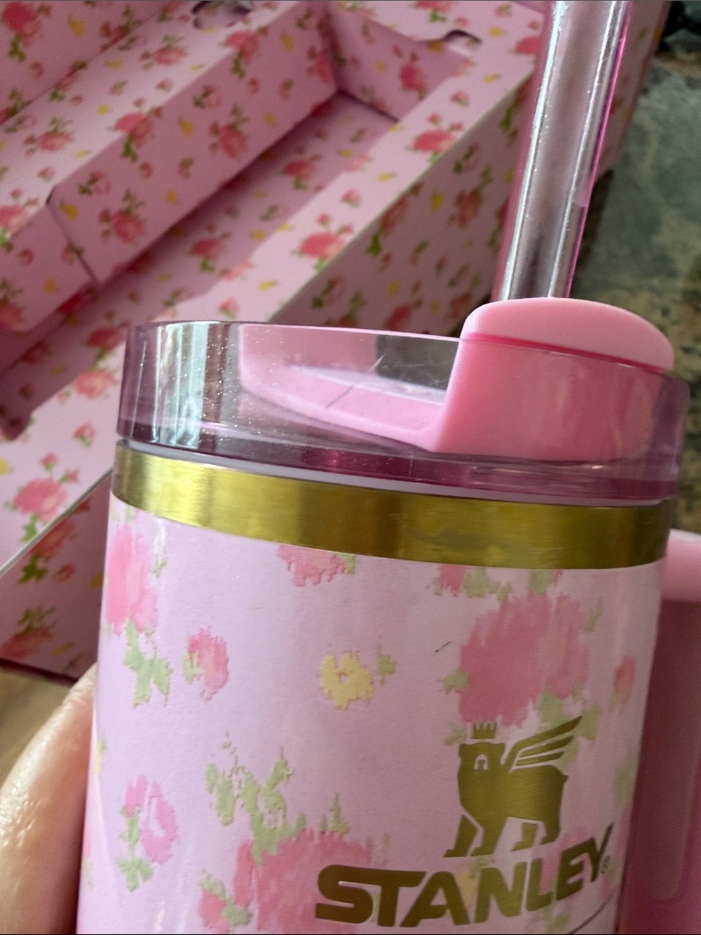 Love Shack Fancy Stanley Collab 30oz Pink Floral Tumbler with Bow Straw Topper - Picture 8 of 14